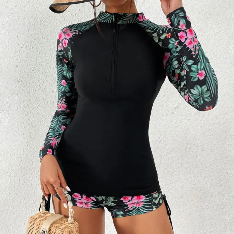 Everly Zip Rash Guard Set
