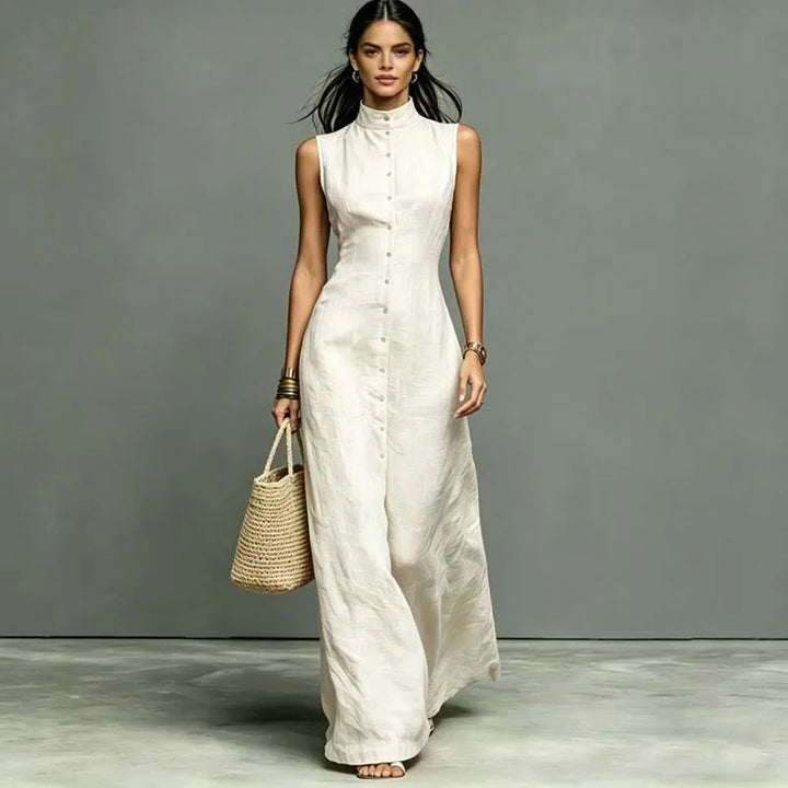 Nerissa Stand Collar Sleeveless Maxi Dress