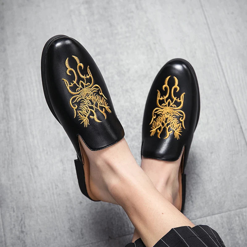 Ian Embroidered Mule Loafers