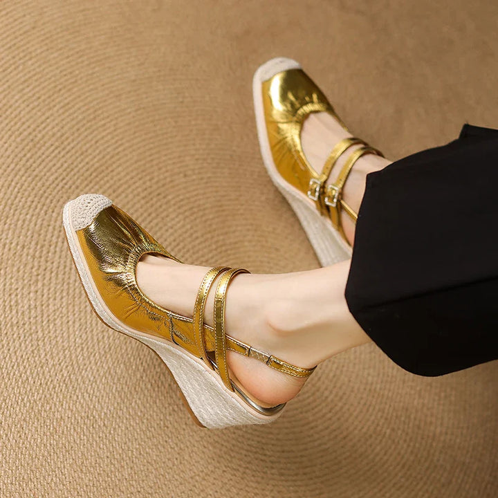 Sally Metallic Wedge Sandals