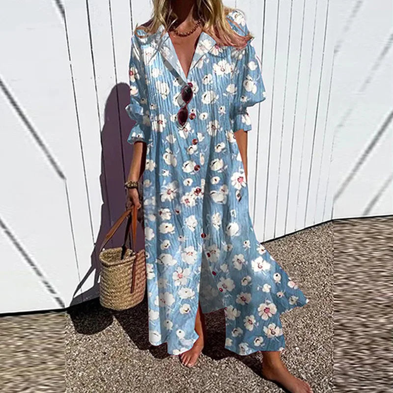Odessa Casual Printed Long Sleeve Maxi Dress