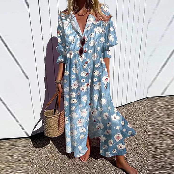 Odessa Casual Printed Long Sleeve Maxi Dress