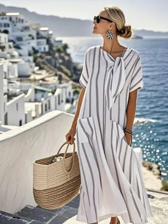 Ivelle Effortless Striped Pocket Dress