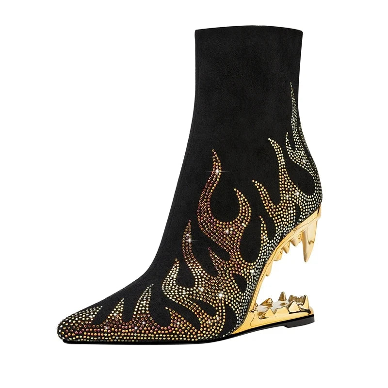 Rowan Rhinestone Heel Boots