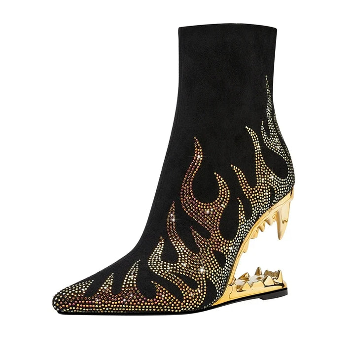 Rowan Rhinestone Heel Boots