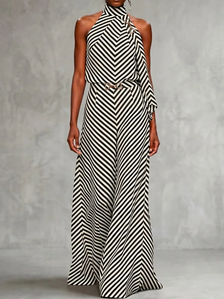 Cadence Striped Halter Trouser Set