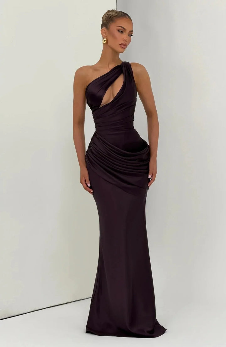 Lavina Ruched Satin Wedding Guest Dress