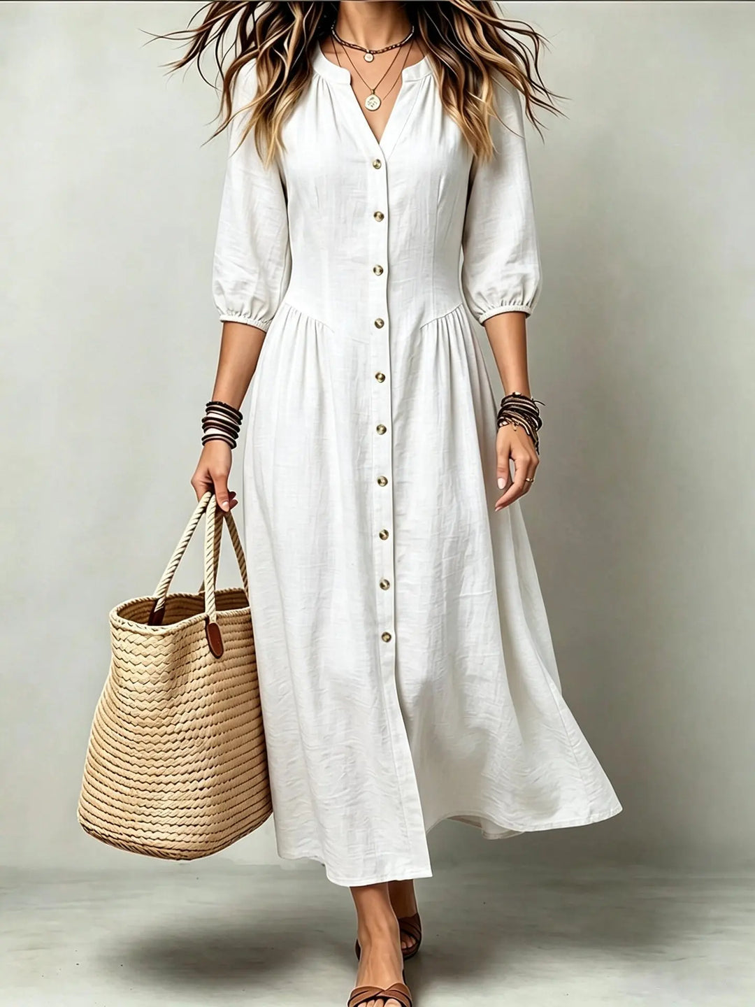 Adeline Button Front Maxi Dress
