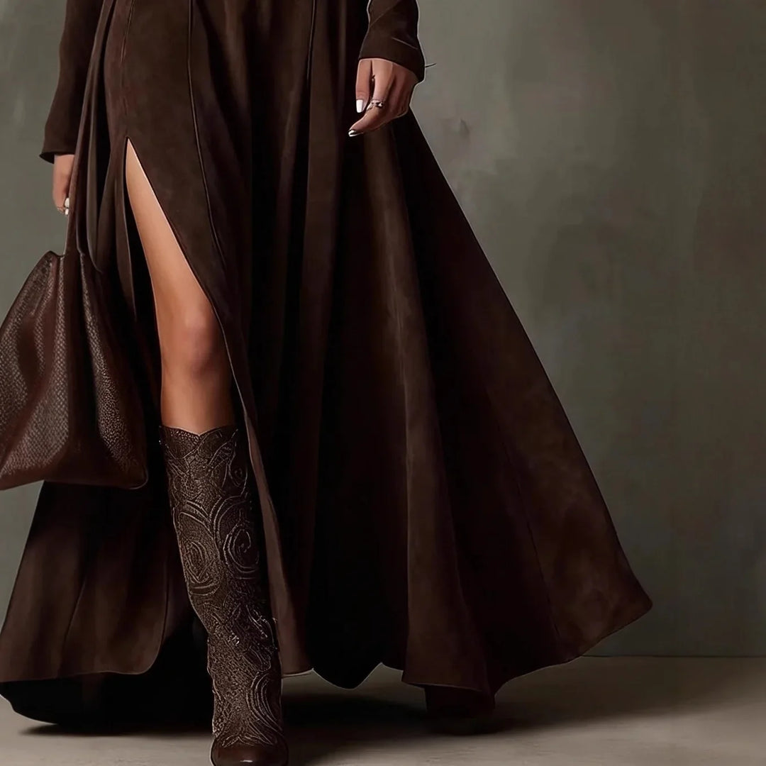 Ariana Turtleneck Slit Maxi Dress