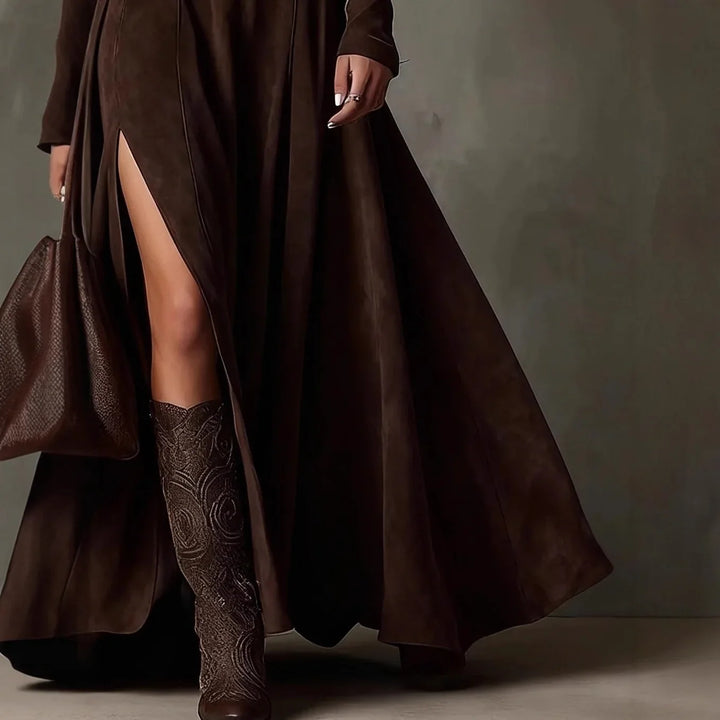 Ariana Turtleneck Slit Maxi Dress