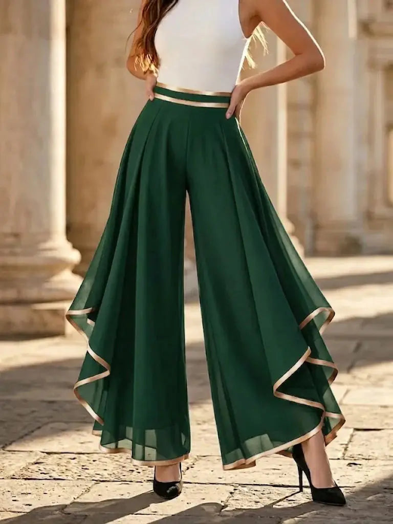 Emilia Flowing Chiffon Ruffled Palazzo Pants