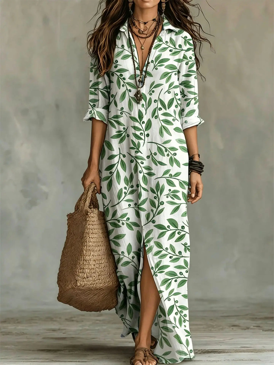 Carlotta Bohemian Print Long Shirt Dress