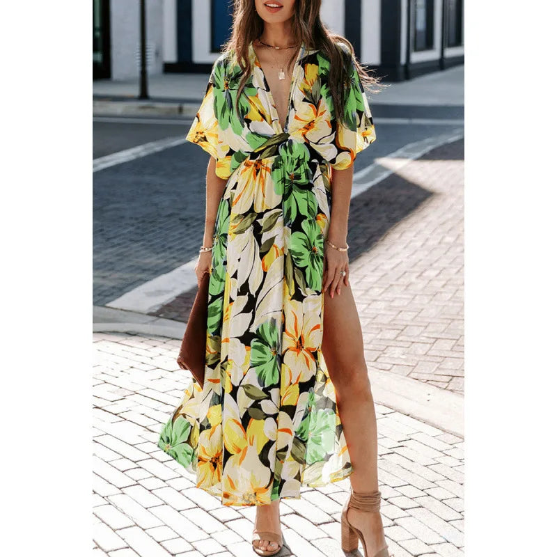 Noeline Floral Side Slit Spring Maxi Dress