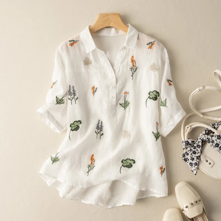 Brookie Embroidered Linen Blouse