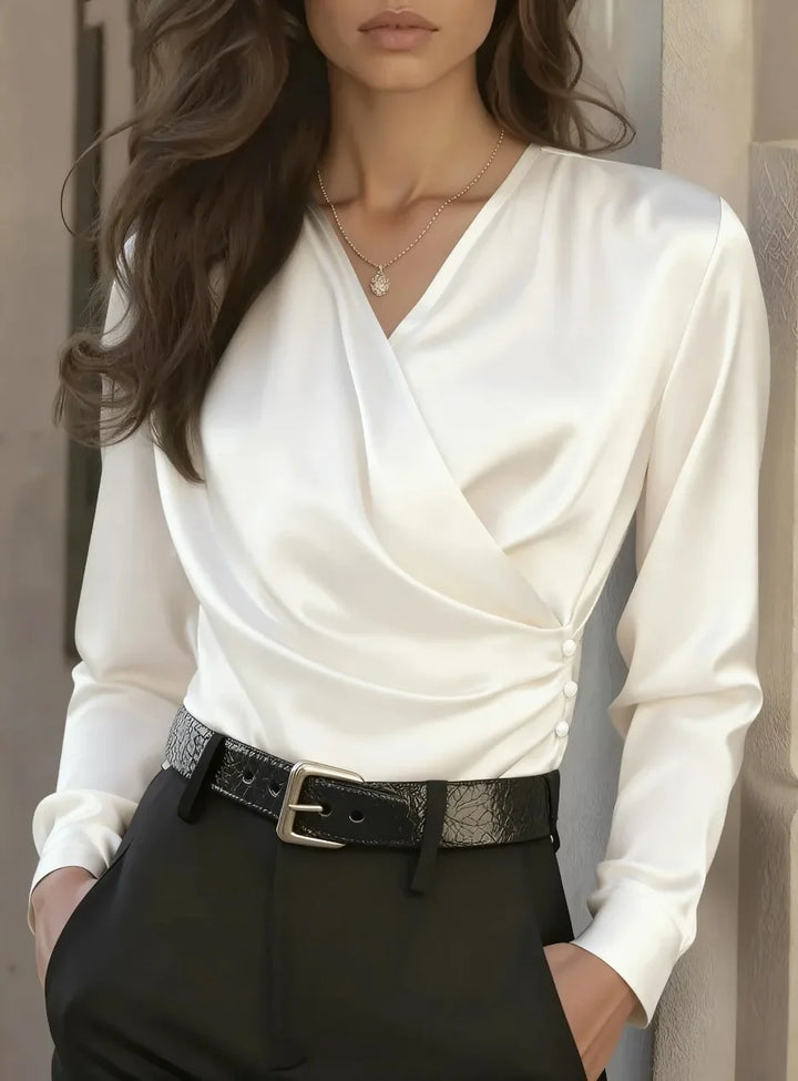 Noelle Elegant Draped Satin Blouse