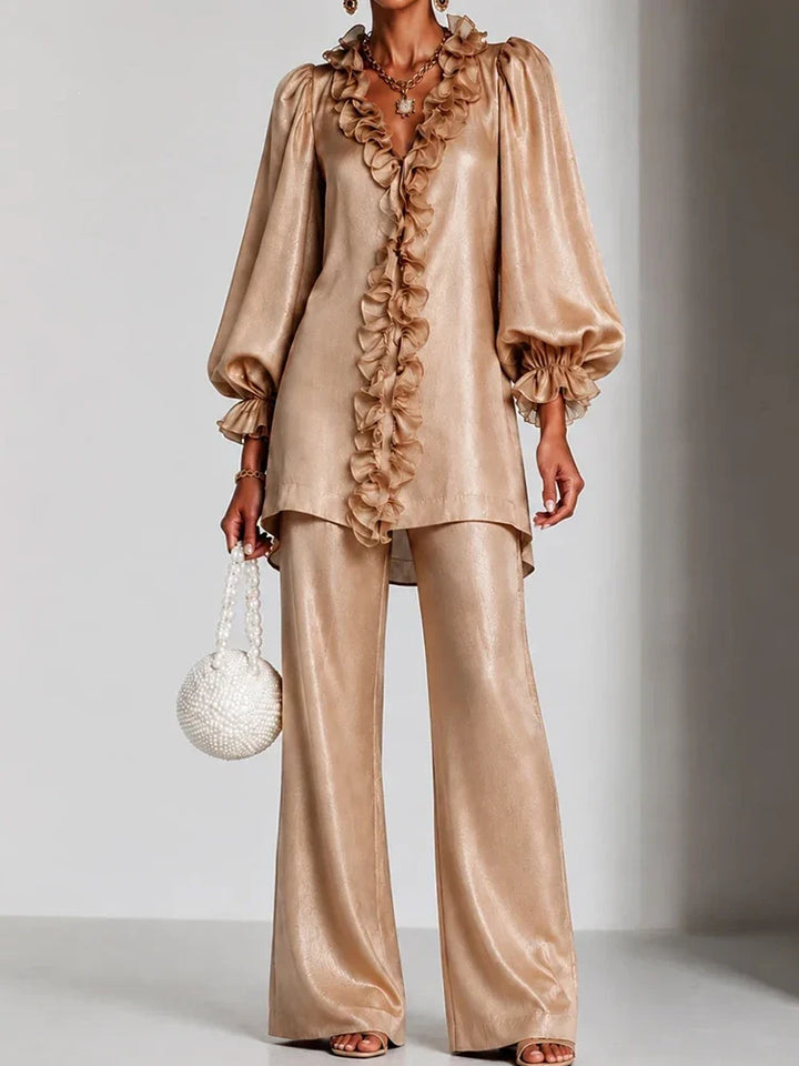 Iolanthe Ruffle V-Neck Set