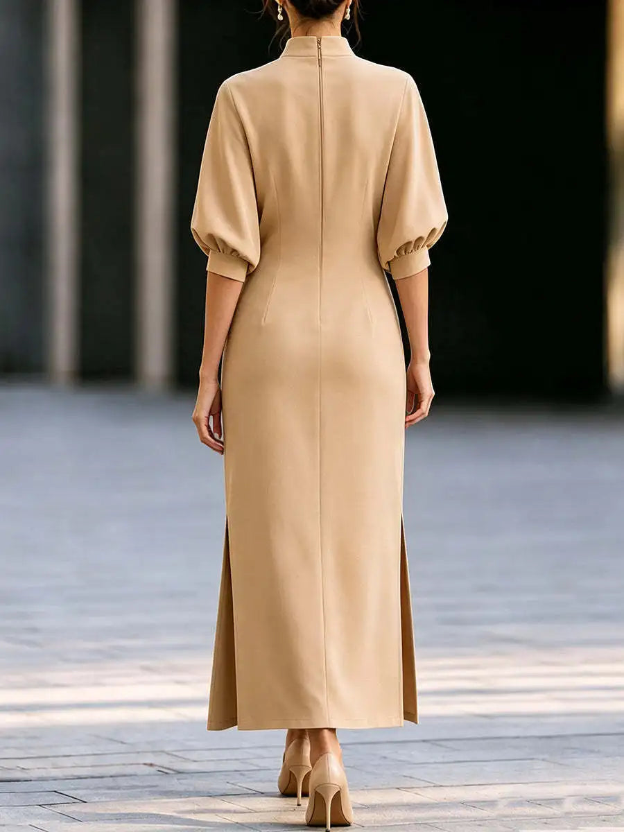 Dania Stand Collar Maxi Dress