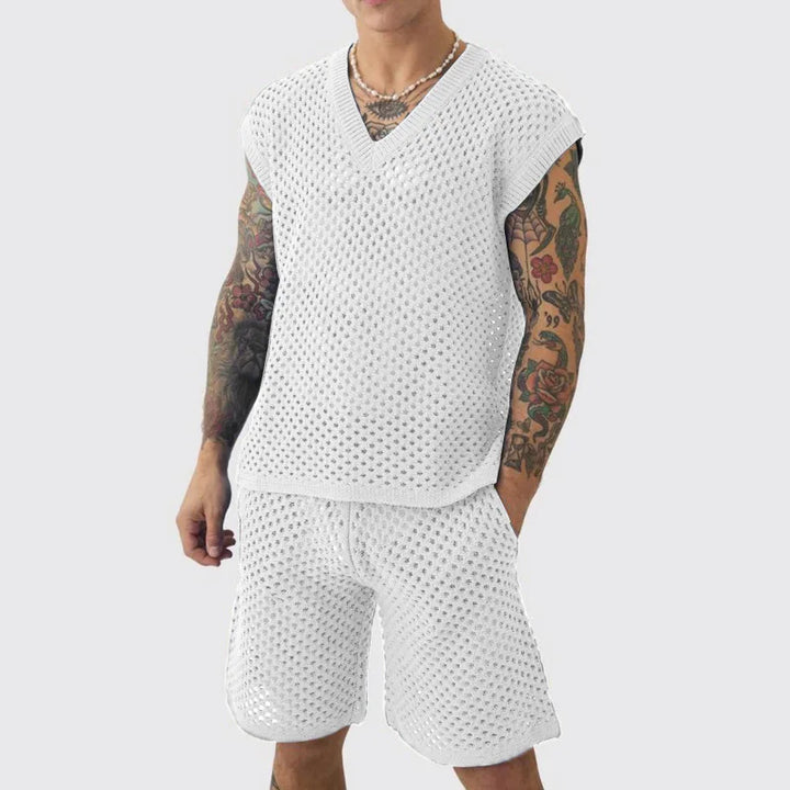 Slade V Neck Knit Short Set