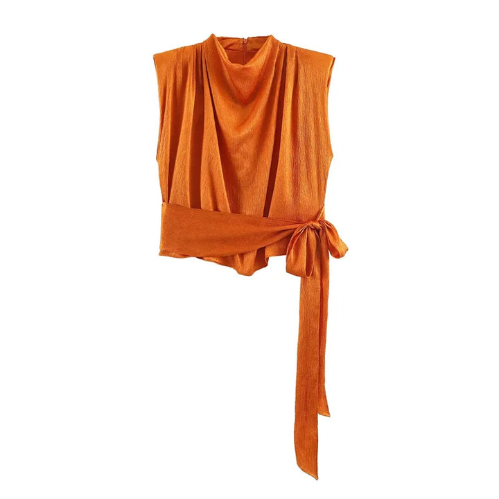 Elara Satin Tie-Waist Blouse