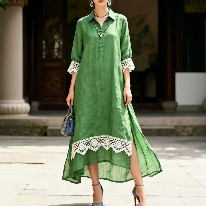 Amanda Lace Trim Midi Dress