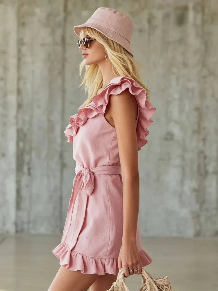 Noreen Ruffle One Shoulder Mini Dress