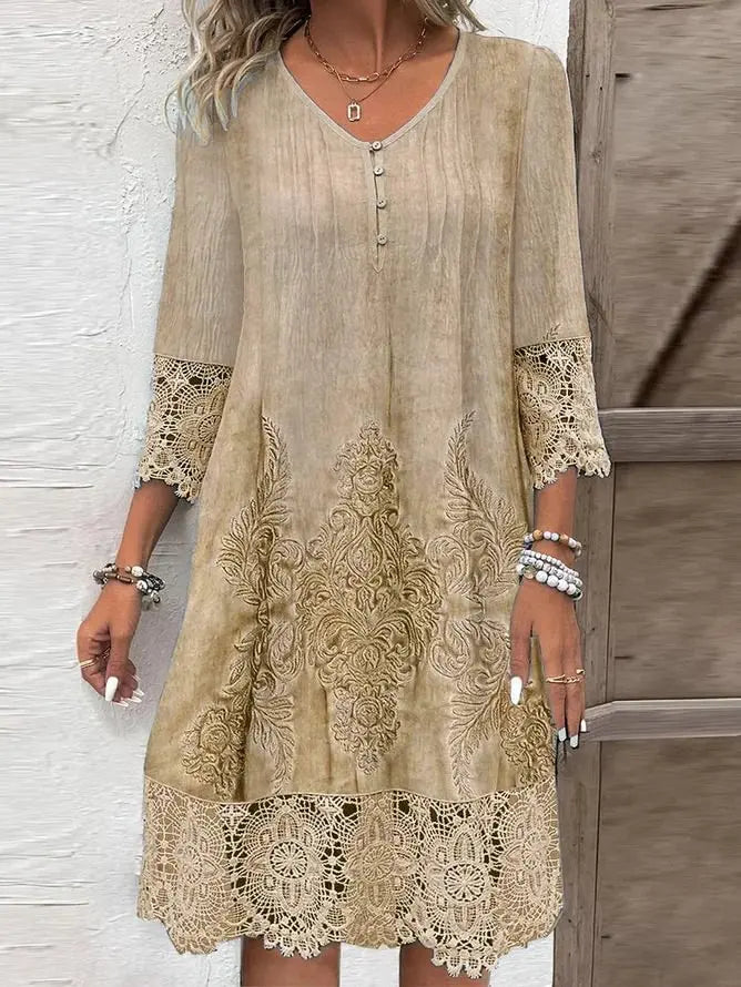 Odalia Lace Trim Midi Dress