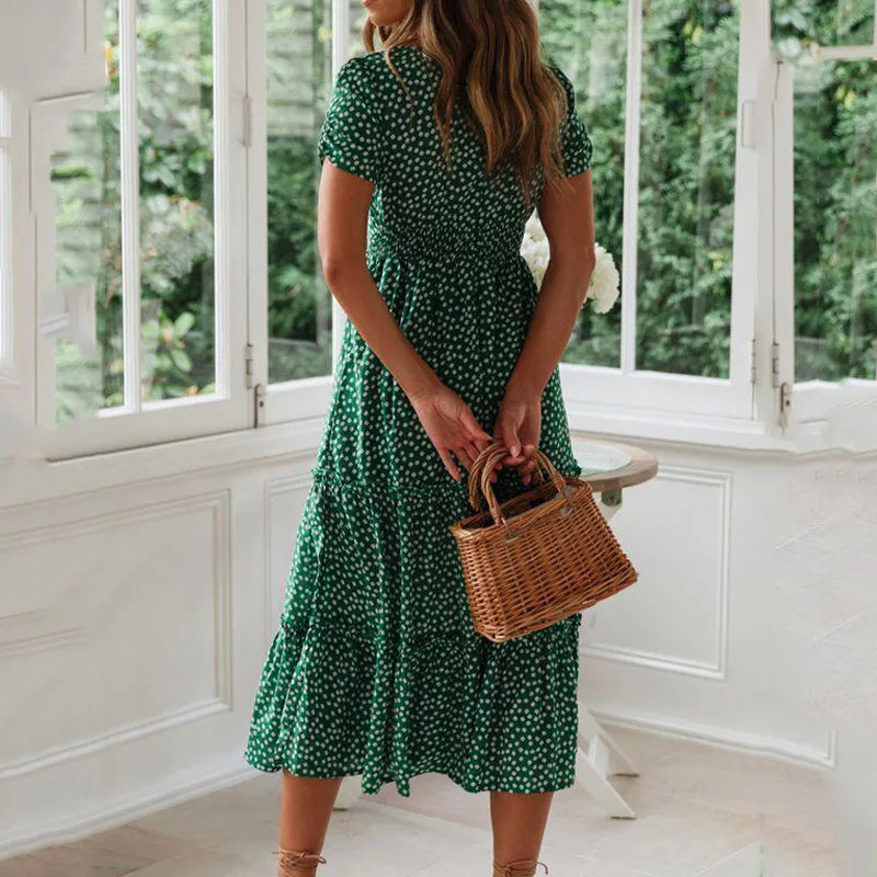 Jocelyn Floral Puff Sleeve Midi Dress