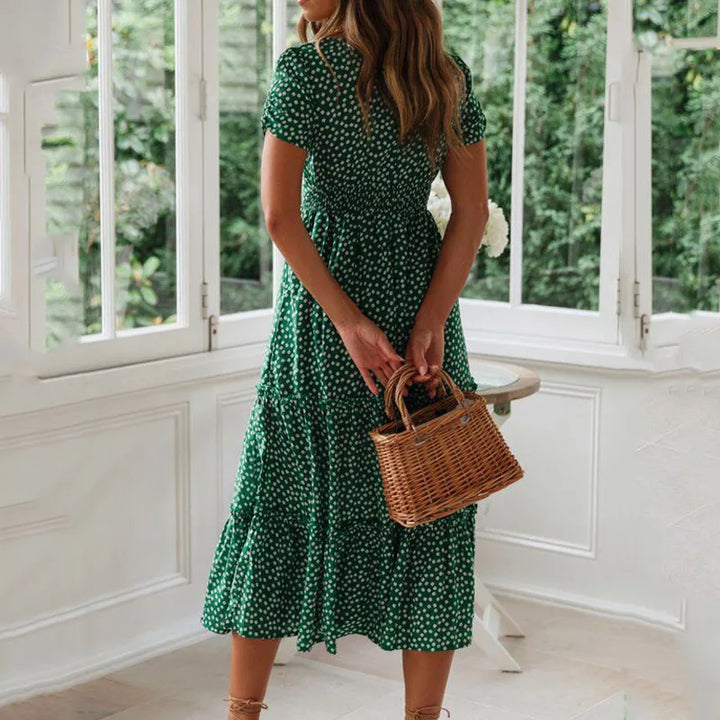 Jocelyn Floral Puff Sleeve Midi Dress