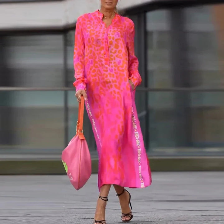 Marcella Leopard Long Shirt Dress