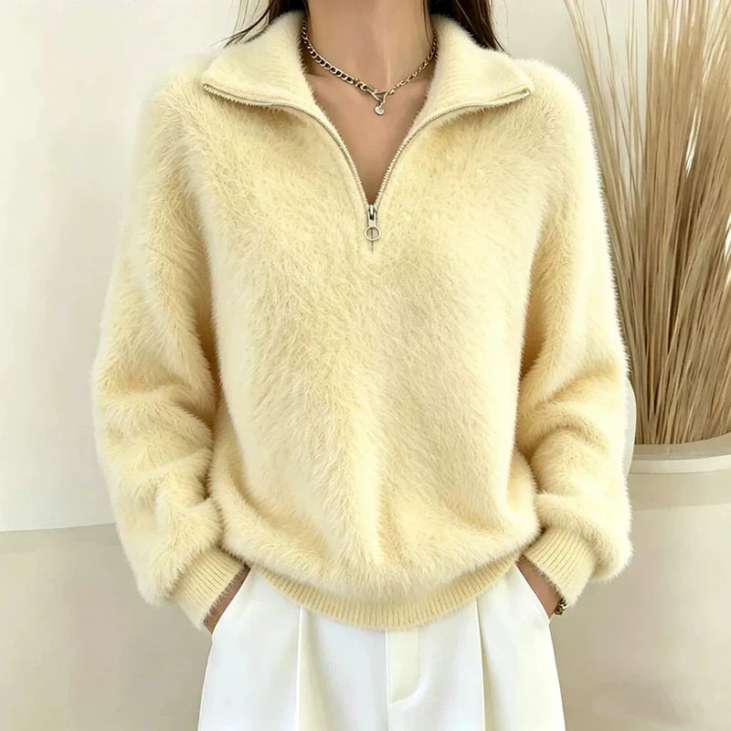 Eulalie Half Zip Fuzzy Pullover