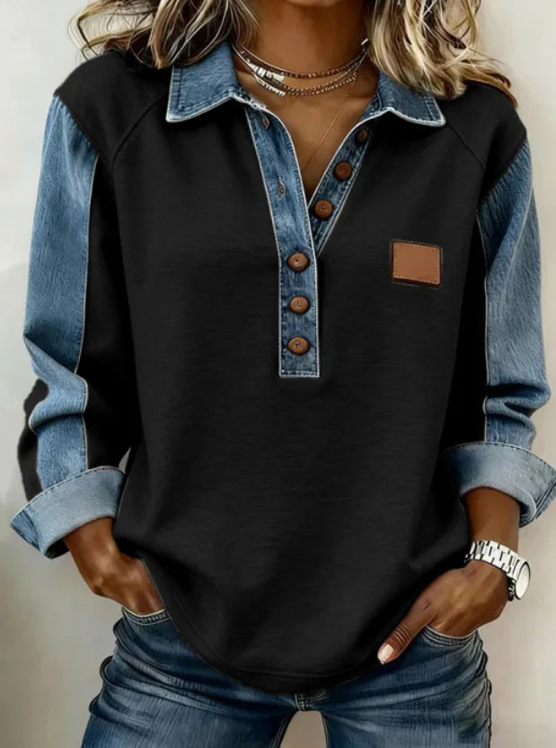 Rosie Denim Trim Blouse