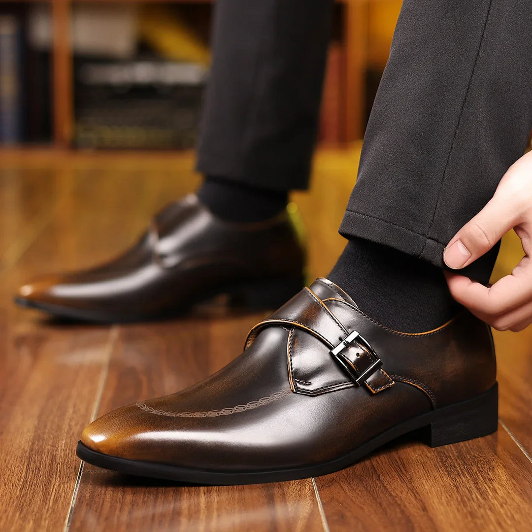 Cristiano Leather Monk Strap Loafers