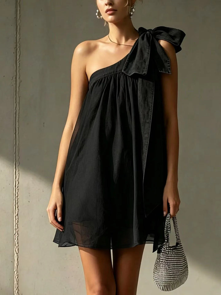 Alessa Bow Detail One Shoulder Mini Dress
