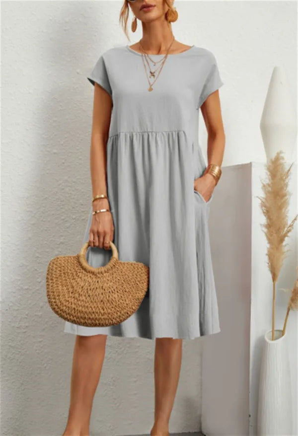 Delaney Linen Pocket Midi Dress
