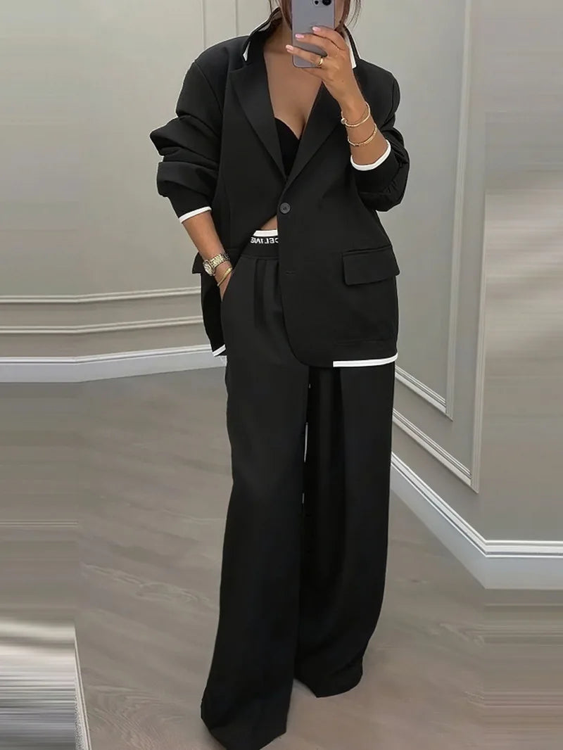 Cassandra Contrast Trim Pant Suit