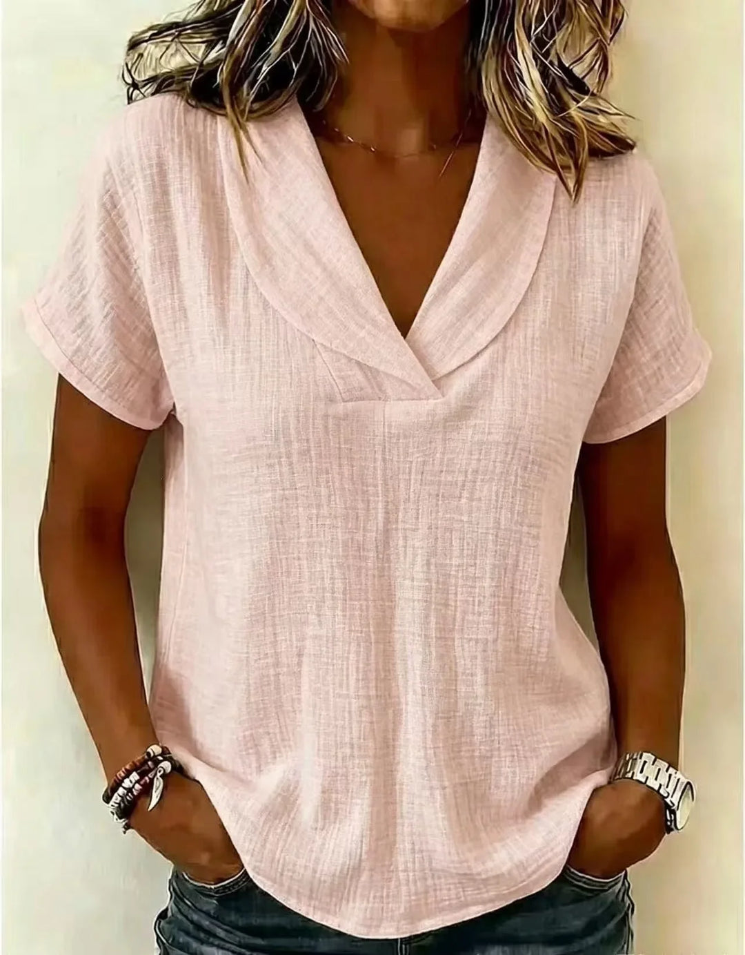 Zara Relaxed V Neck Blouse