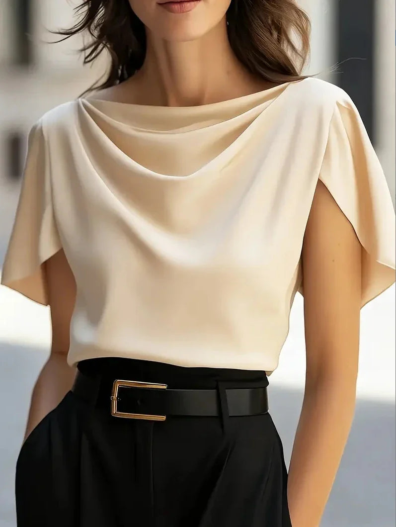 Sabria Draped Cowl Neck Blouse