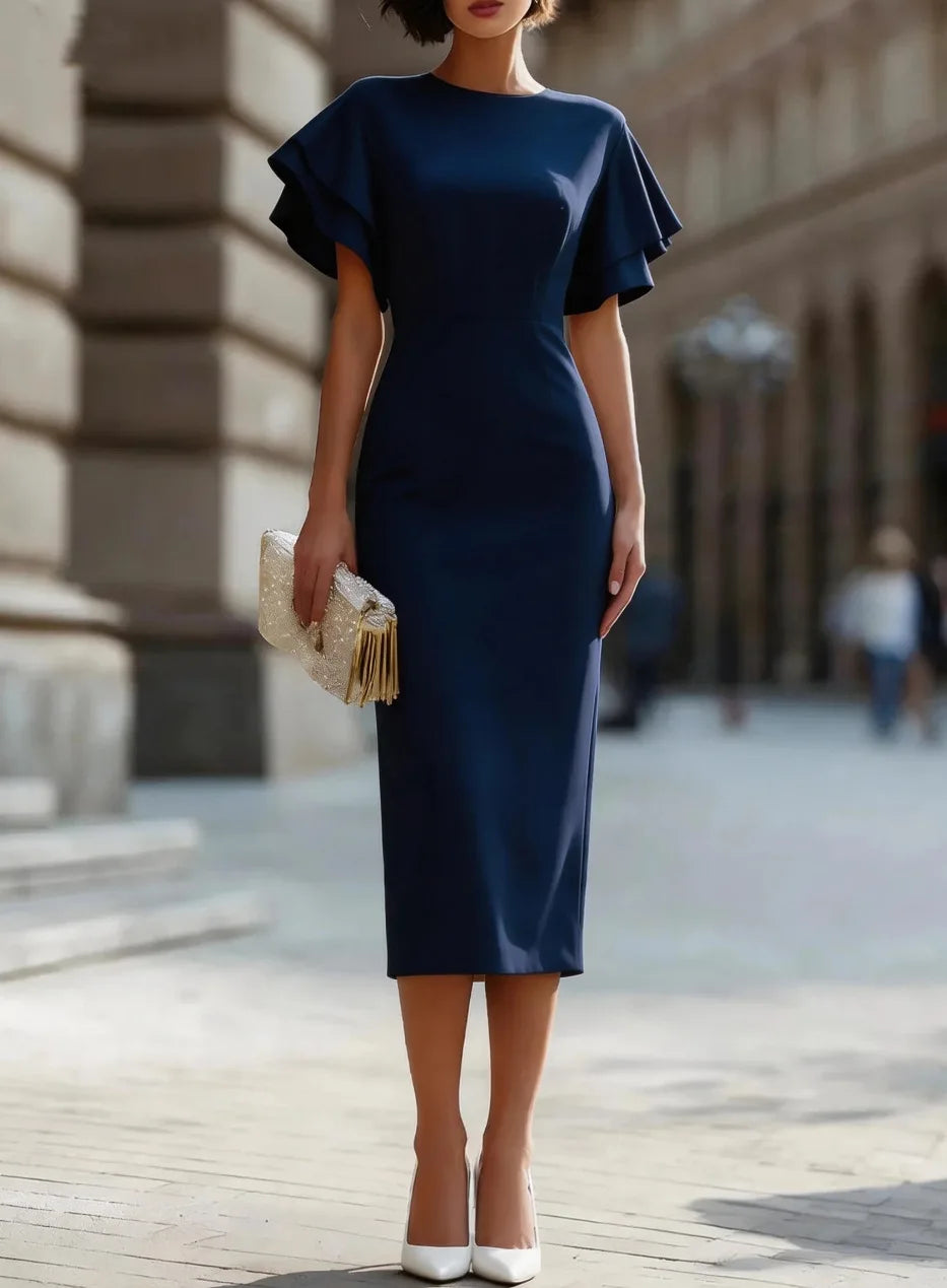 Solene Sculpted Waist Midi Dress