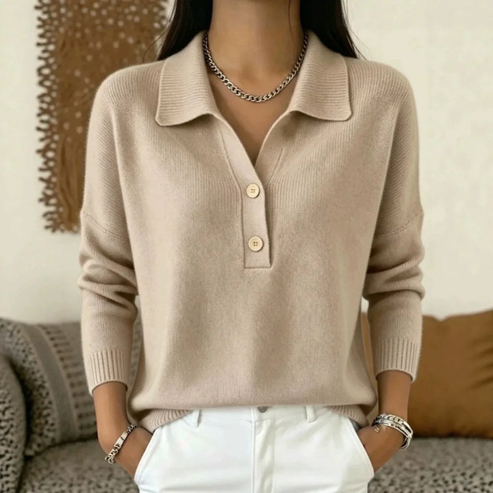 Sylvie Button Placket Polo Sweater