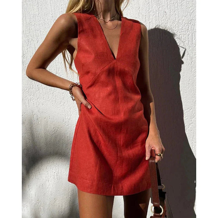 Ingrid Sleeveless V Neck Mini Dress