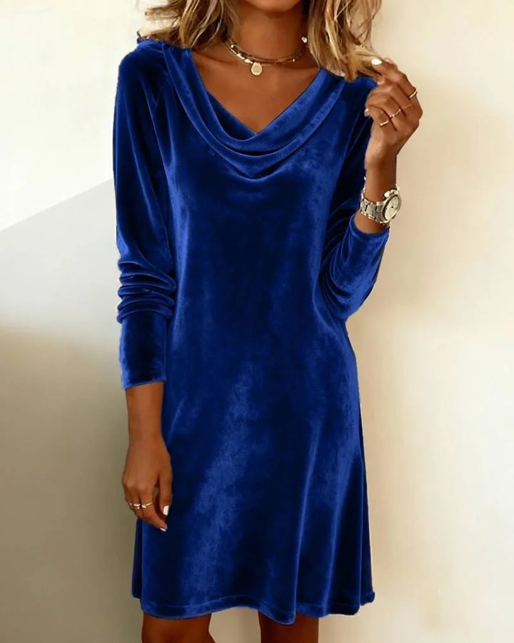 Adelina Cowl Neck Velvet Dress