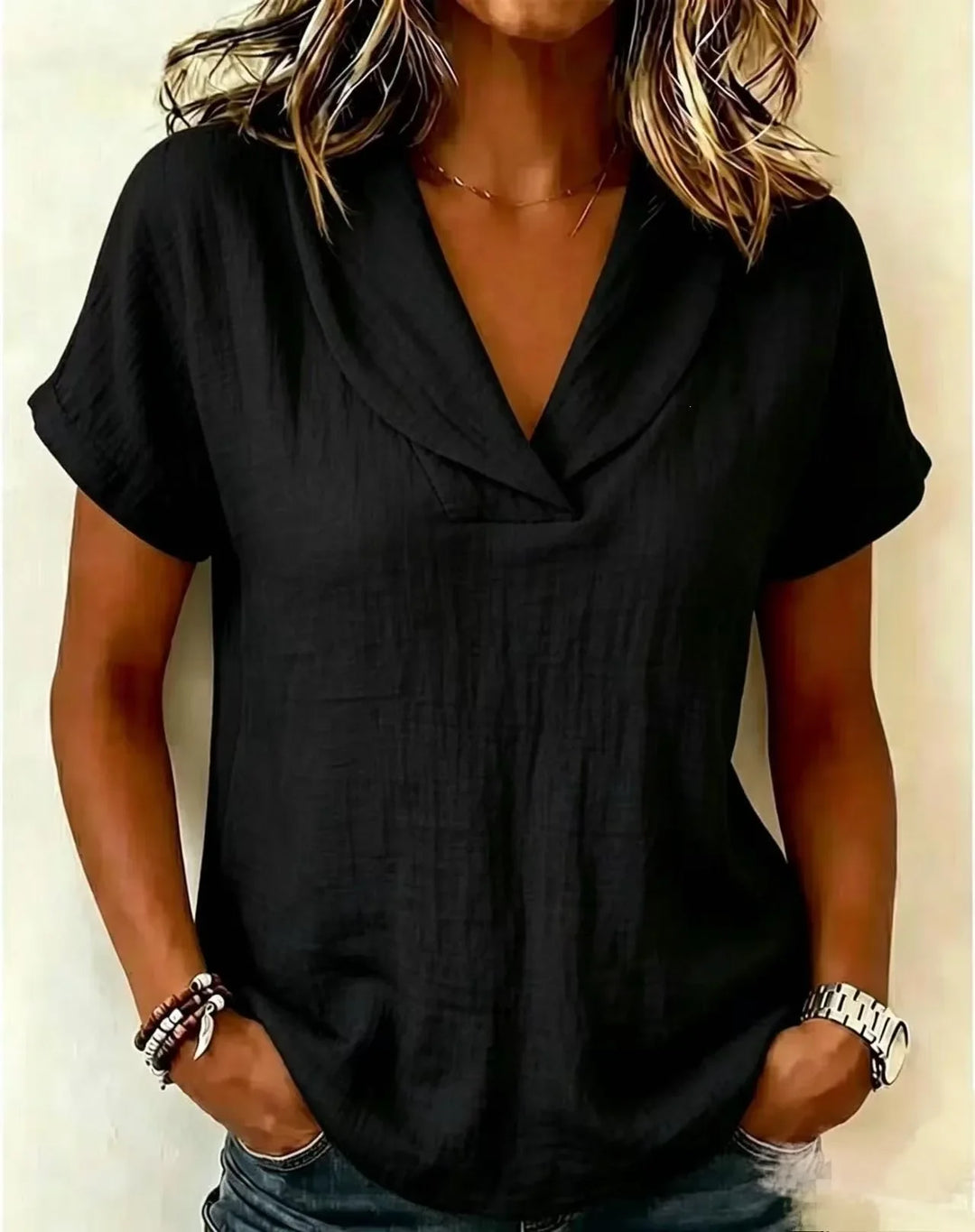 Zara Relaxed V Neck Blouse