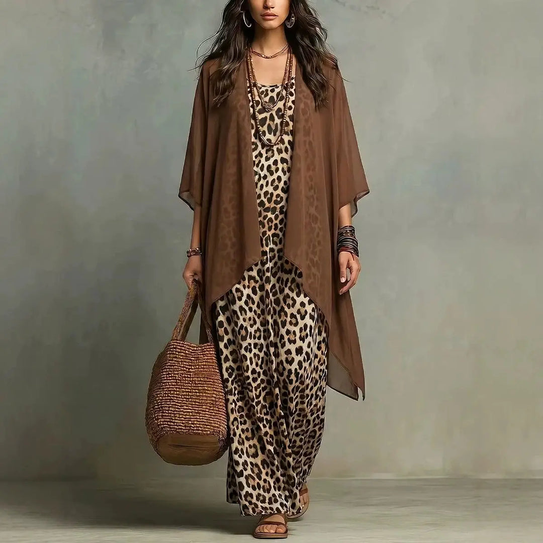 Isabelle Leopard Print Maxi Dress Set