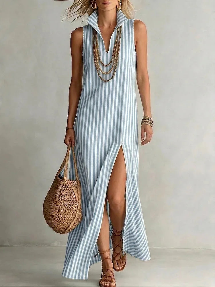 Eveloria Striped Slit Maxi Dress