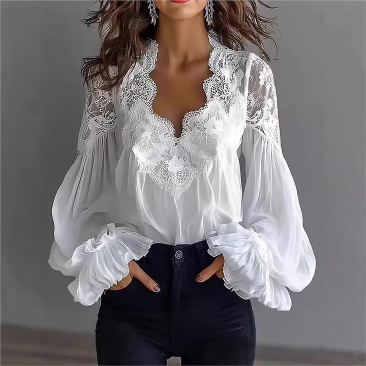 Rosie Lace Trim Chiffon Blouse