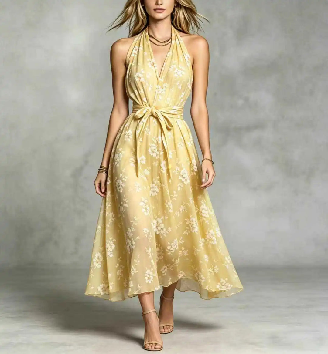 Marceline Bohemian Floral Print Wedding Guest Dress