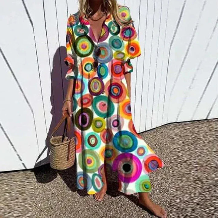 Odessa Casual Printed Long Sleeve Maxi Dress