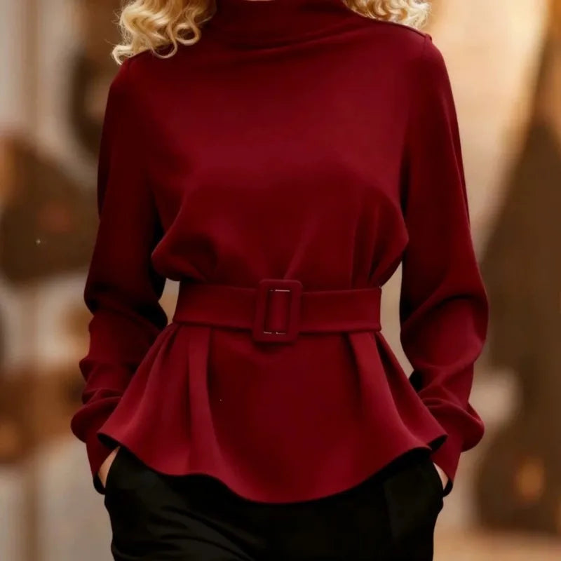 Amara Mock Neck Peplum Top
