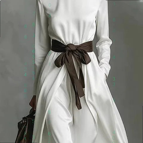Linora Elegant Stylish Tie Waist Long Dress