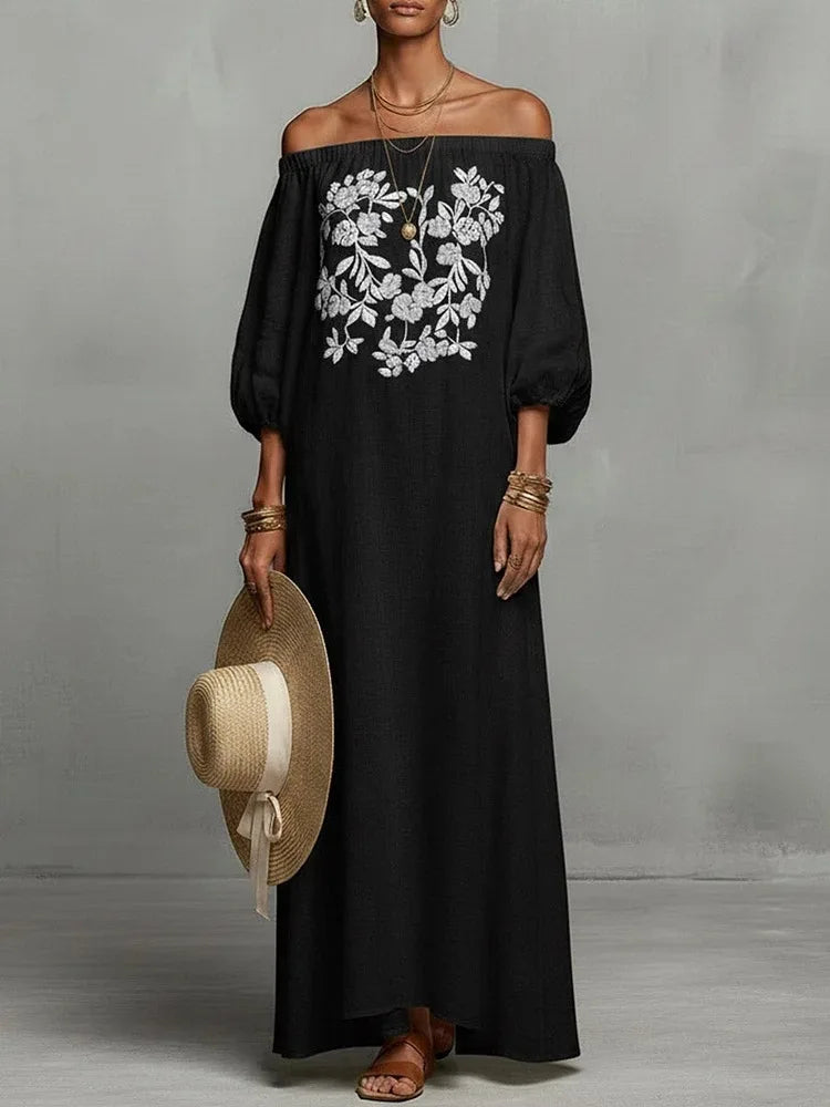 Evadelle Off Shoulder Maxi Dress